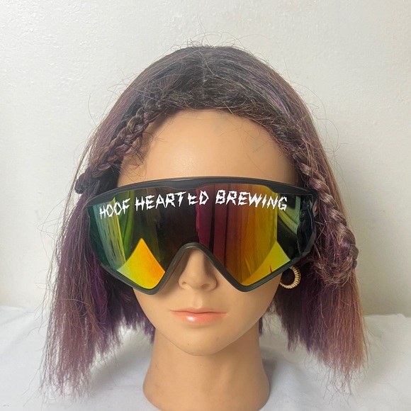 Unisex Density Wraparound Shield Mirrored Sunglasses, “Hoof Hearted Brewing” - Picture 6 of 16